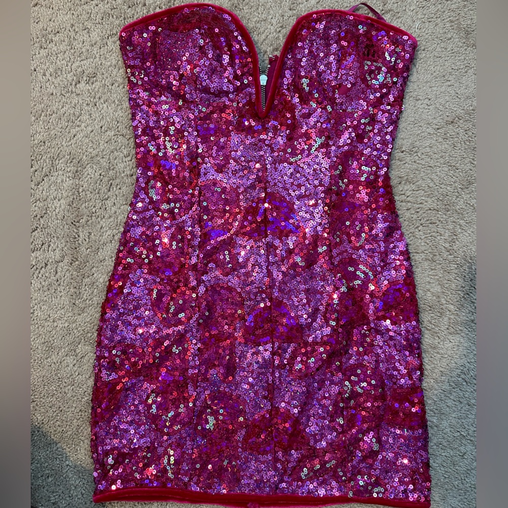 COPY - Hot Pink Sequin Mini Dress